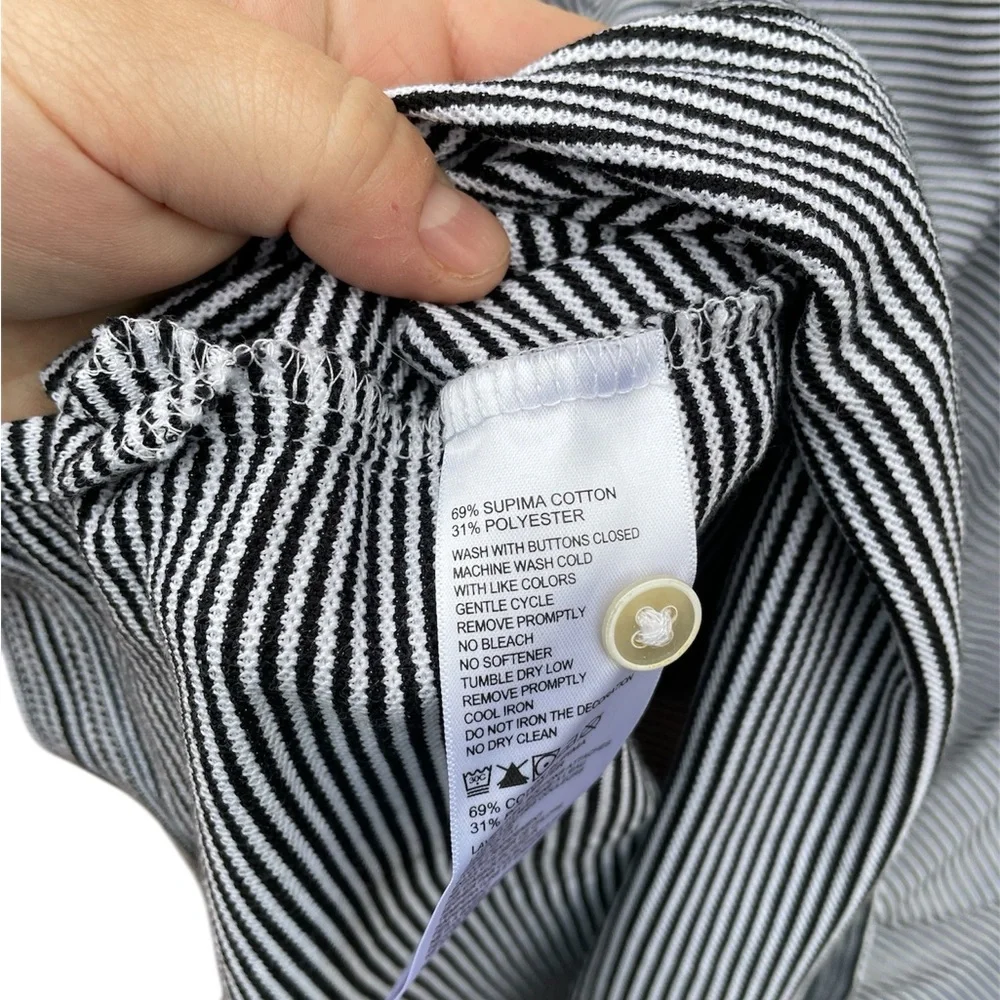 Tommy Bahama Men’s Black & White Striped Golf Polo